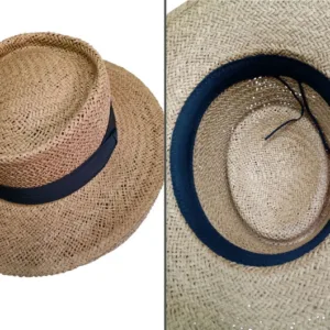 Sombrero panama simil yute copa redonda cinta negra o blanca de verano para regalos empresarios, acciones promocionales de marcas y todo tipo de eventos corporativos.