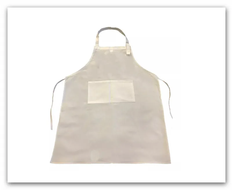Delantal cocina con hebilla para mozo 1 Delantal de cocina con hebilla regulable para mozo y barista en color negro o blanco para uniformes gastronómicos con logo bordado