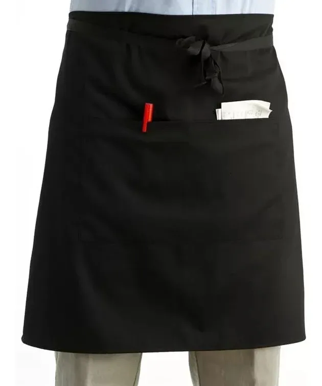 Faldon corto 1 Faldon corto para mozo y personal de barra en color negro o blanco para uniforme gastronómico de cafeterías y ropa de trabajo con logo