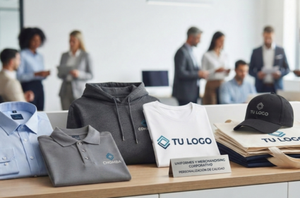 Muestra de ropa personalizada para empresas: camisas, chombas, remeras y gorras corporativas estampadas y bordadas con logotipo de marca.