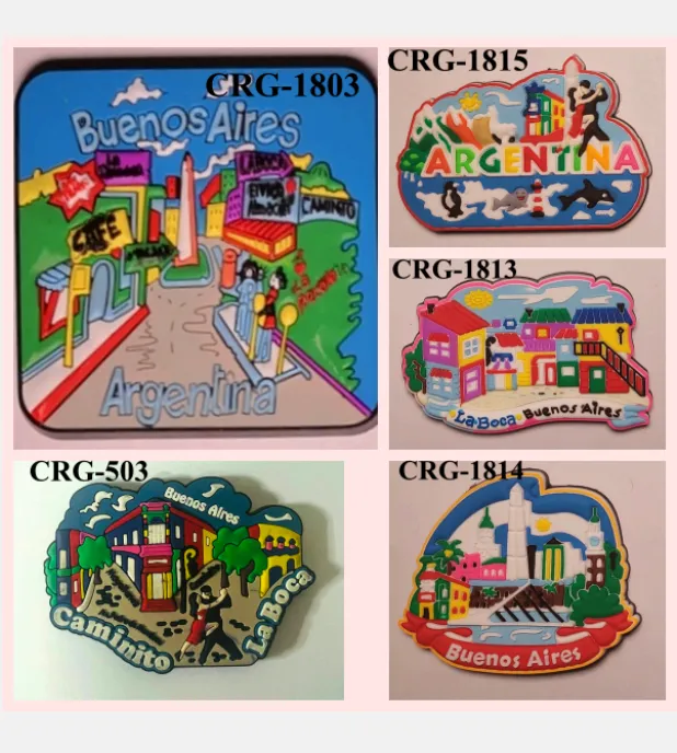 Imanes de goma Argentina varios 1 Imanes de goma flexibles y magnéticos en modelos varios con motivos de tango y mapas de Argentina para regalos empresarios y souvenirs de turismo internacional.