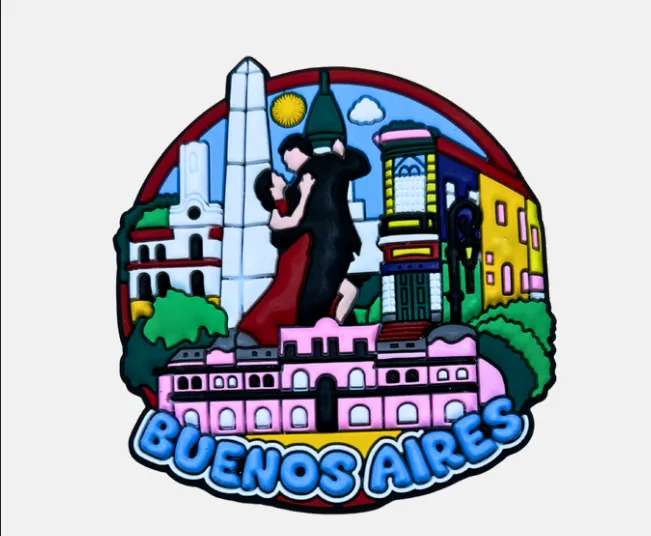 Iman de goma Buenos Aires 1 Imanes de goma flexibles y magnéticos con motivos de tango y mapas de Buenos Aires Argentina para regalos empresarios y souvenirs de turismo internacional.