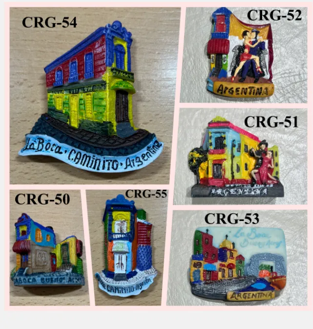 Imanes La Boca Caminito 1 Imanes decorativos con relieves de los conventillos de Caminito y La Boca en modelos varios para regalos empresarios y souvenirs de Argentina.