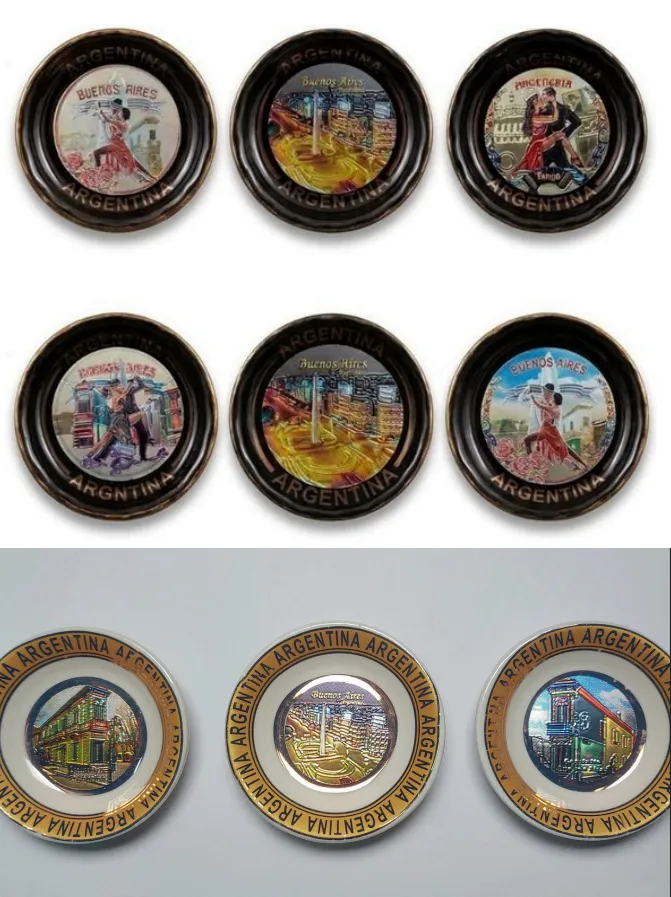 Imanes Plato Argentina 1 Imanes con forma de plato decorativo con motivos de tango para regalos empresarios y souvenirs de turismo de Argentina