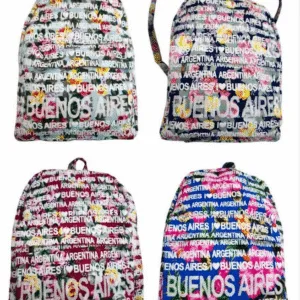 Mochila de tela con estampados florales de Buenos Aires y Argentina para regalos empresarios y souvenirs de turismo internacional.