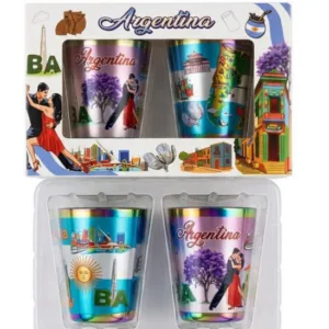 Vasitos tequileros de vidrio para shots artesanales con motivos de tango para regalos empresarios y souvenirs de turismo internacional.